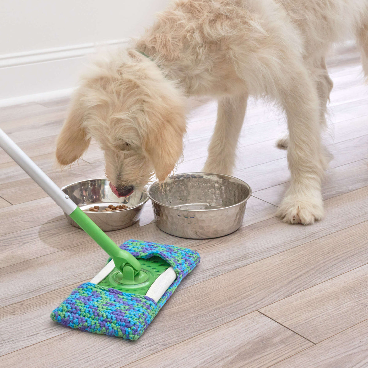 Crochet Sweeper Cover made in Red Heart Scrubby Smoothie Yarn