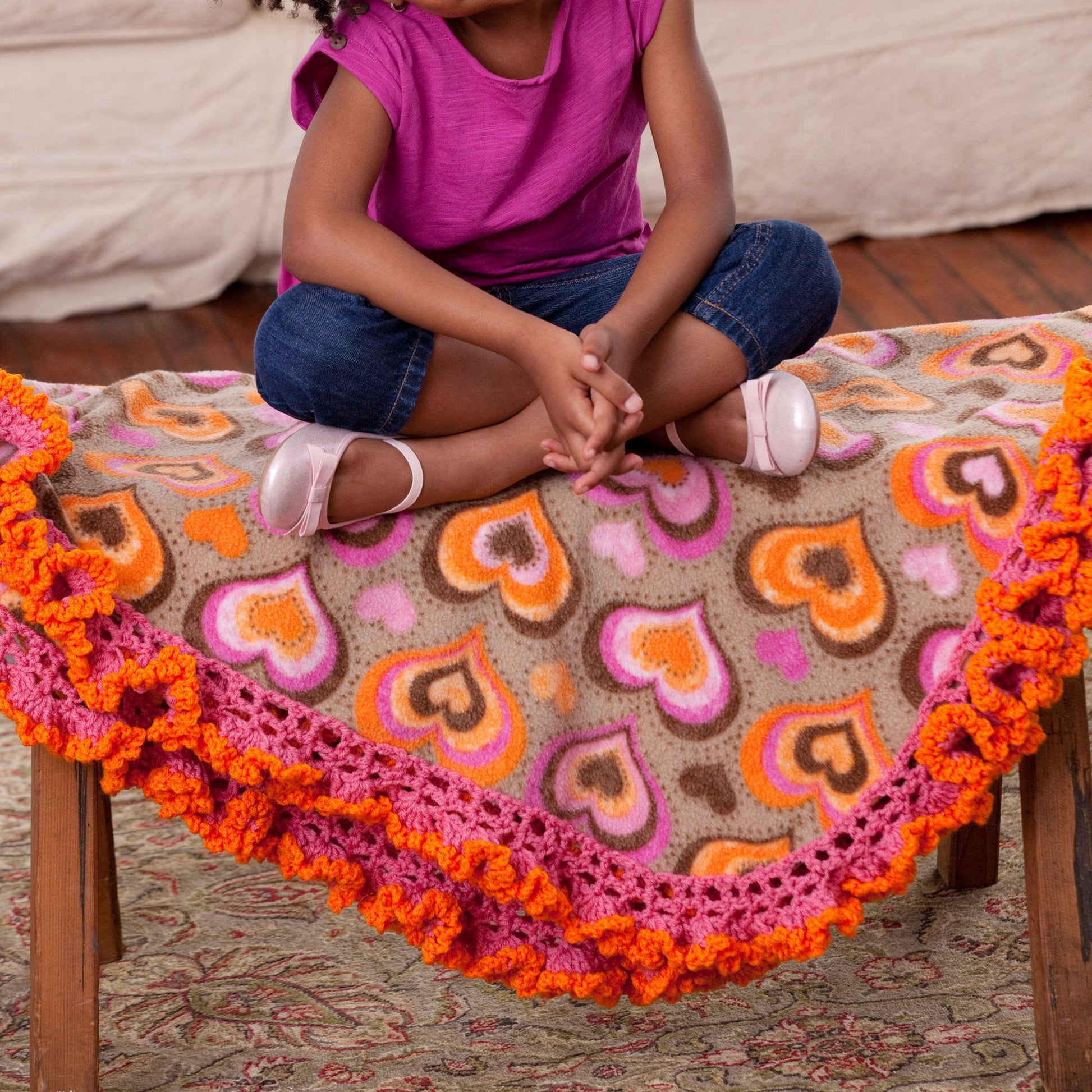 Free Red Heart Girlie Fleece Crochet Blanket Edging Pattern