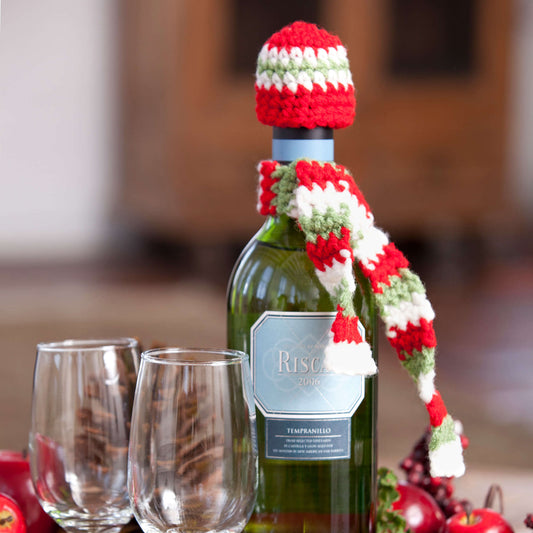 Red Crochet Heart Dressed-to-Party Bottle Accessories