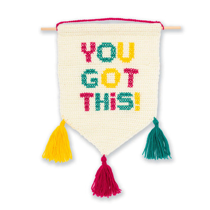Red Heart “You Got This” Motivational Crochet Banner Crochet Wall Hanging made in Red Heart Super Saver yarn