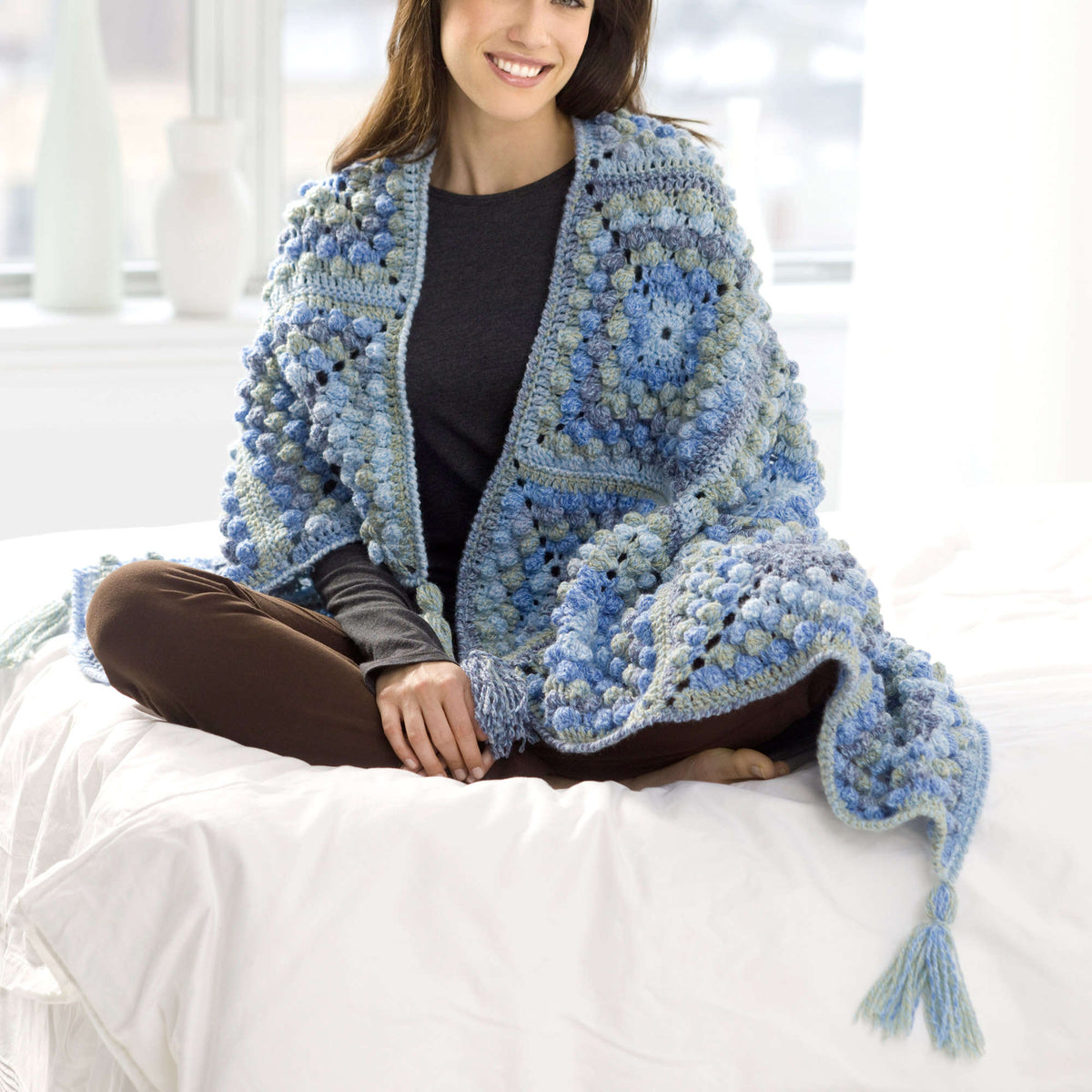 Crochet Afghan made in Red Heart Collage Yarn