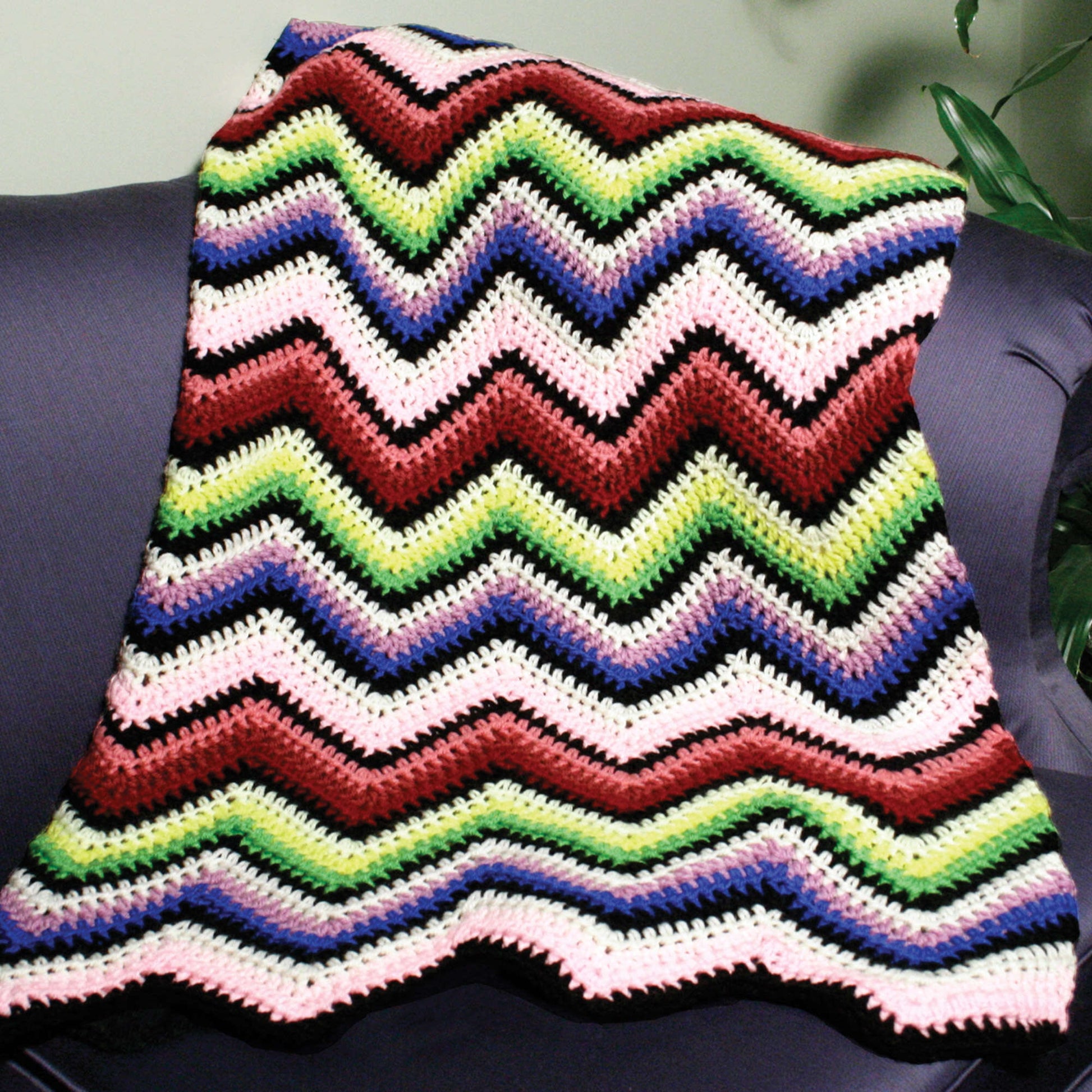 Free Red Heart Crochet Rainbow Ripple Afghan Pattern