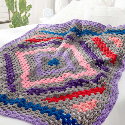 Red Heart Diamond In the Rough Crochet Throw Crochet RoughThrow made in Red Heart With Love Chunky Yarn