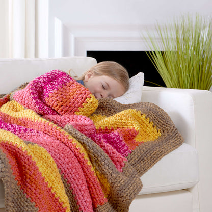 Red Heart Crochet Bright Stripes Reversible Throw Crochet Throw made in Red Heart With Love Yarn