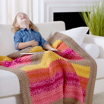 Red Heart Crochet Bright Stripes Reversible Throw Crochet Throw made in Red Heart With Love Yarn