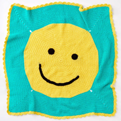 Red Heart Happy Face Toddler Blanket Crochet Blanket made in Red Heart Bunches of Hugs Yarn