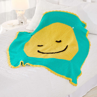 Red Heart Happy Face Toddler Blanket Crochet Blanket made in Red Heart Bunches of Hugs Yarn