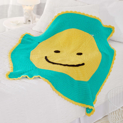 Red Heart Happy Face Toddler Blanket Crochet Blanket made in Red Heart Bunches of Hugs Yarn