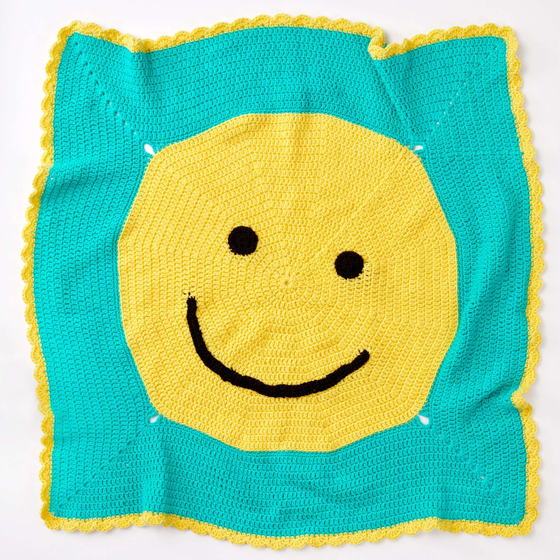 Free Red Heart Happy Face Toddler Crochet Blanket Pattern