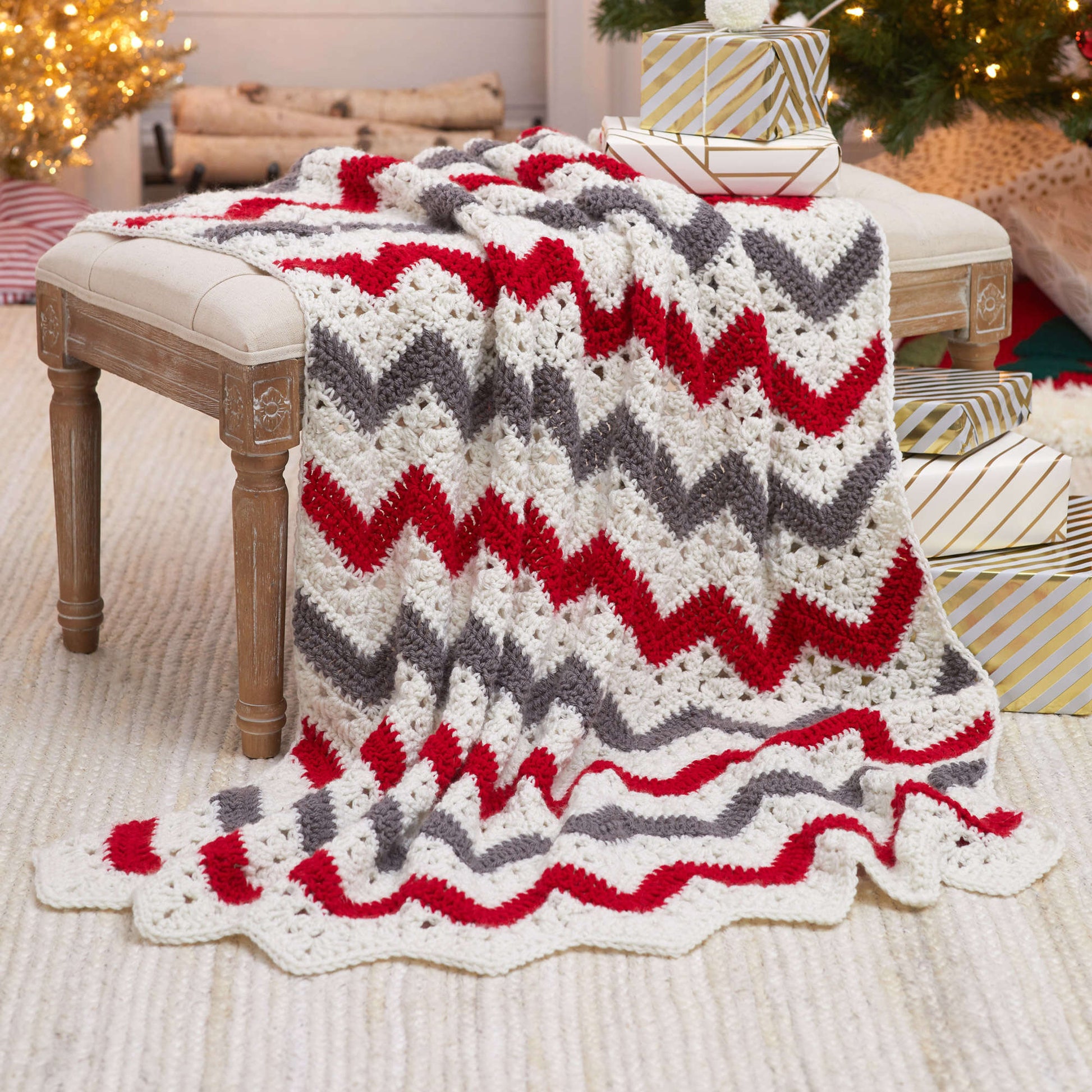 Free Red Heart Holiday Ripple Throw ( designer dispute, pattern taken down as per ally's note ) Crochet Pattern
