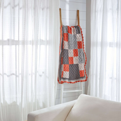 Red Heart Crochet Four-Patch Throw Crochet Throw made in Red Heart Soft Yarn