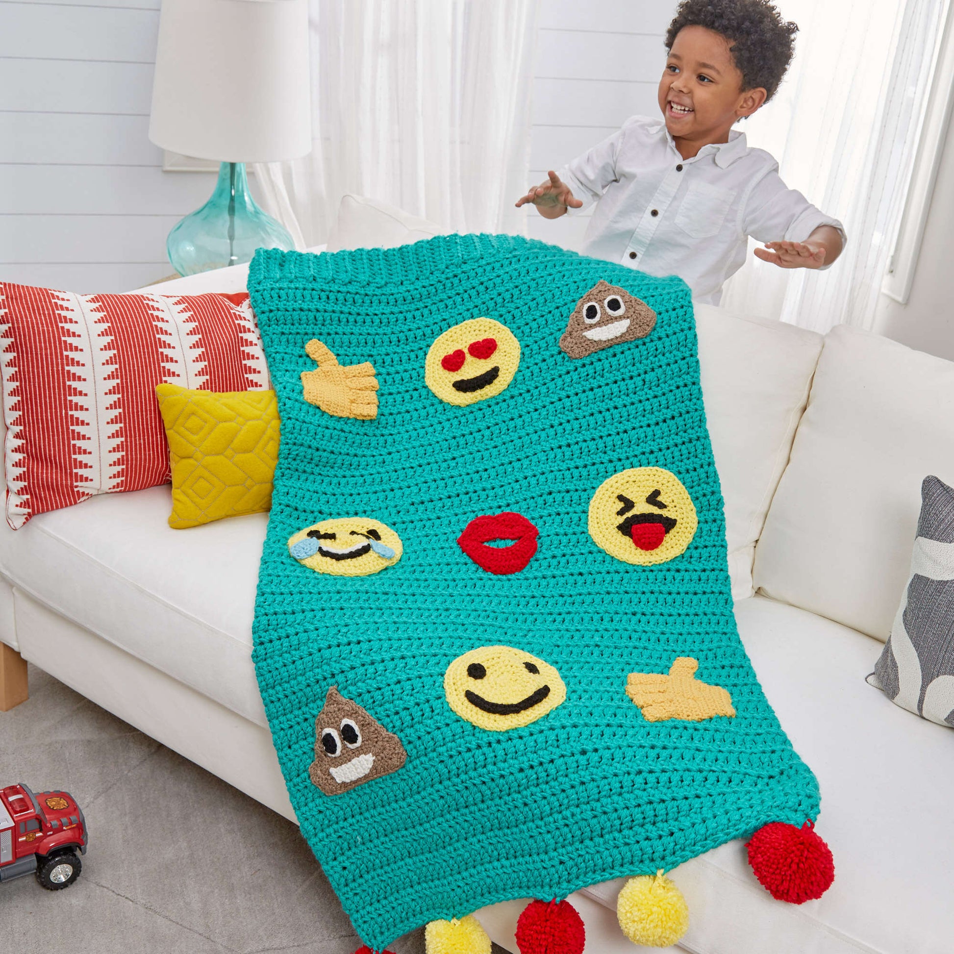 Free Red Heart Emoji Snuggle Sack Crochet Pattern