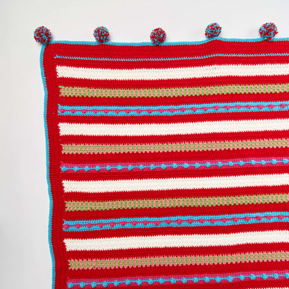 Red Heart Crochet Christmas Morning Striped Throw Crochet Throw made in Red Heart Super Saver Yarn