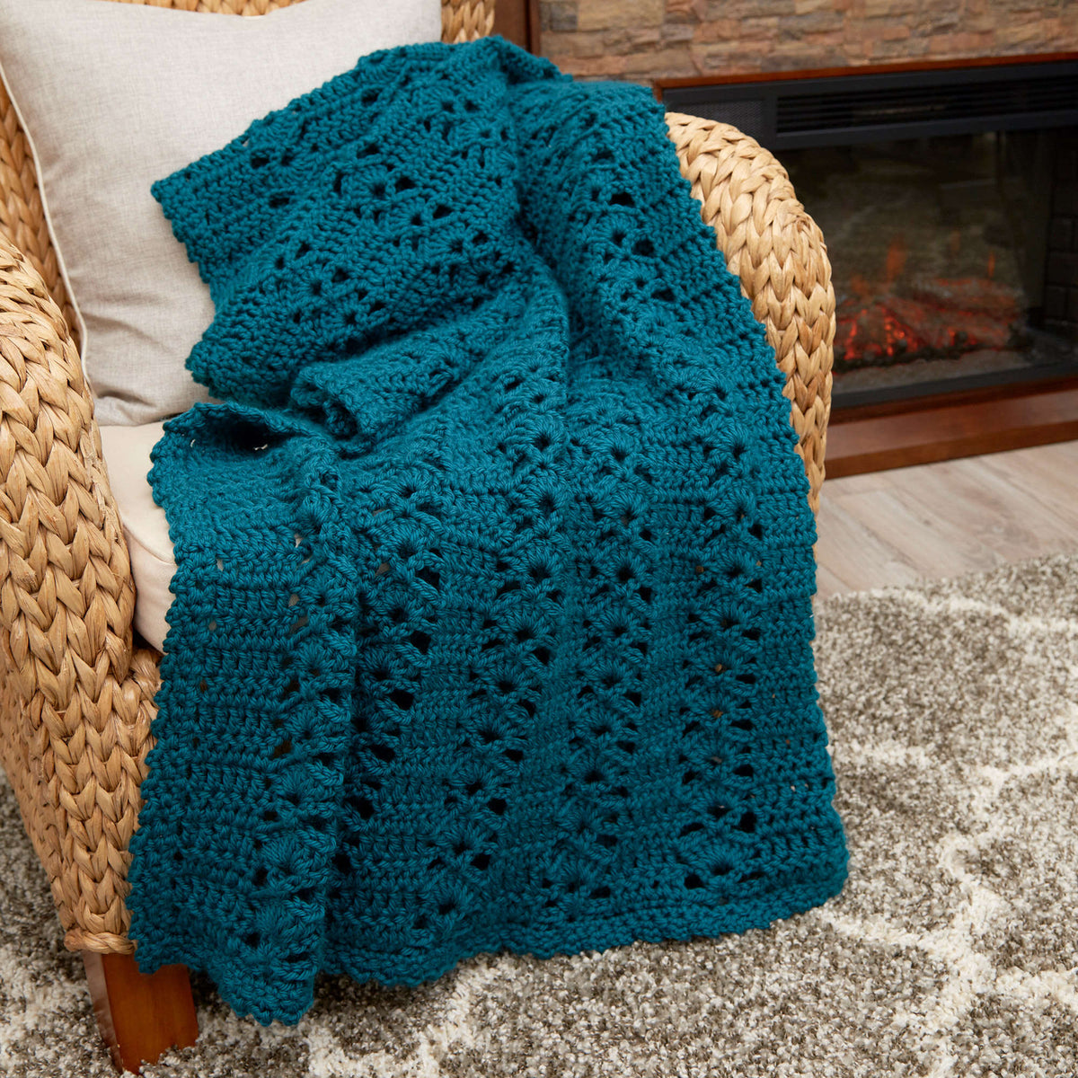 Crochet Throw made in Red Heart Soft Essentials Yarn