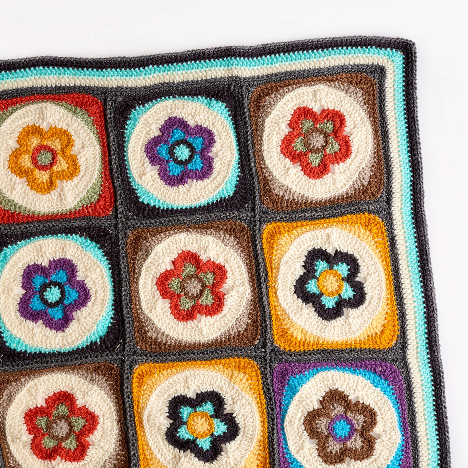 Free Red Heart Flower Power Crochet Blanket Pattern