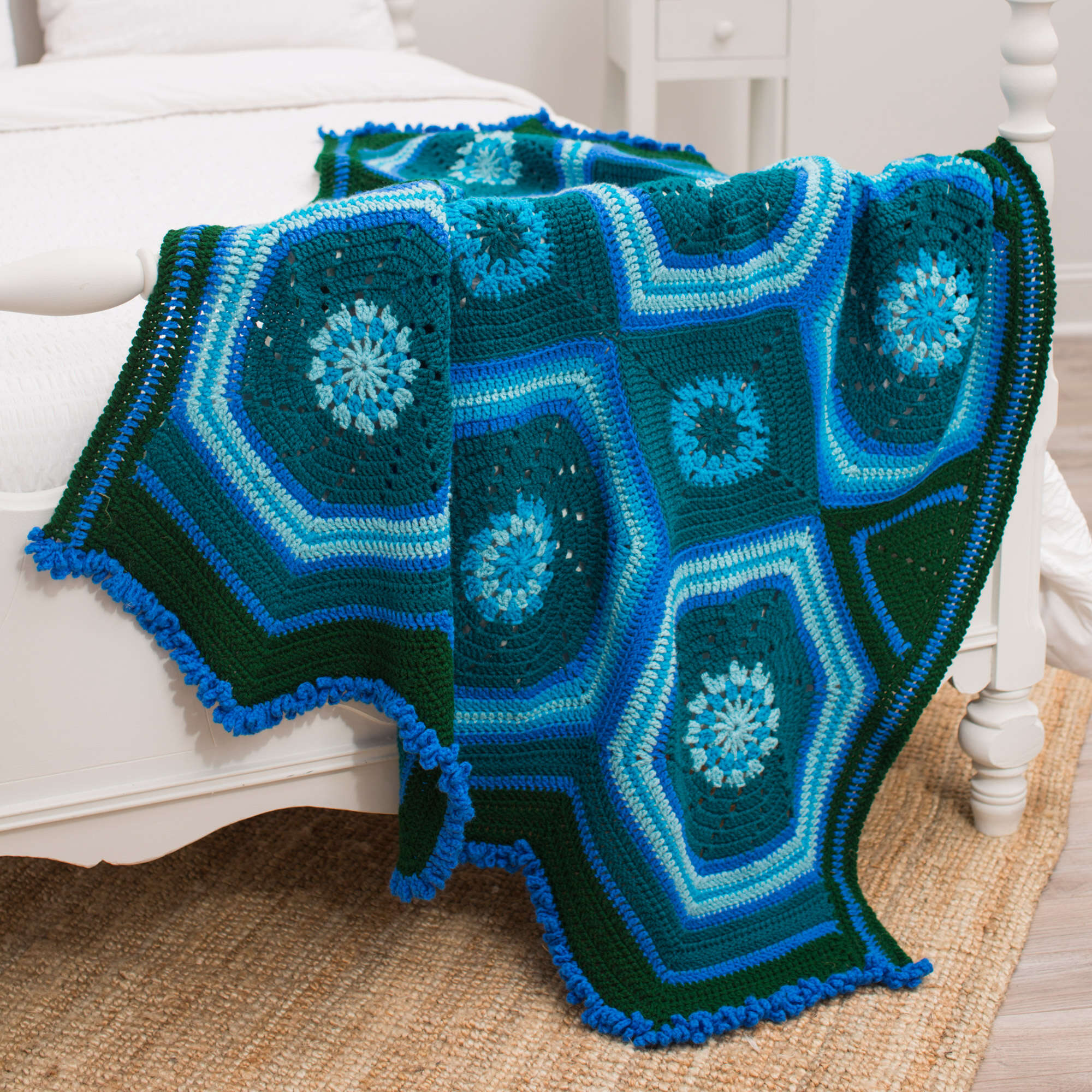 Free Easy Red Heart Moody Blues Throw Crochet Pattern | Yarnspirations