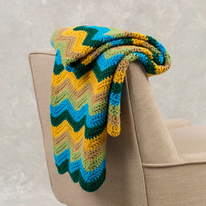 Red Heart Crochet 5-Color Radiating Ripple Throw Crochet Throw made in Red Heart With Love Yarn