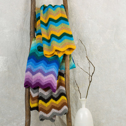 Red Heart Crochet 5-Color Radiating Ripple Throw Crochet Throw made in Red Heart With Love Yarn