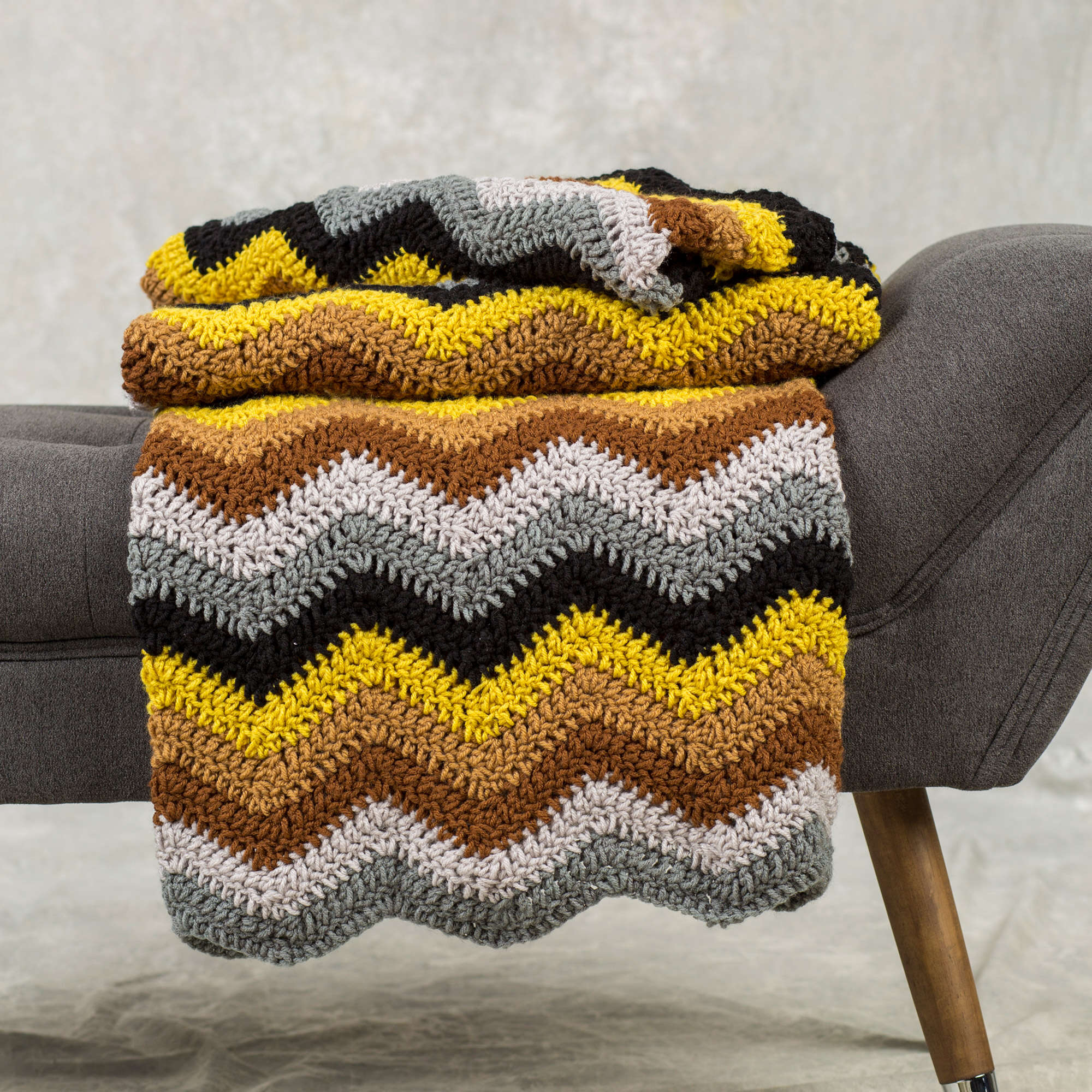 Free Easy Red Heart 6-Color Radiating Ripple Throw Crochet Pattern