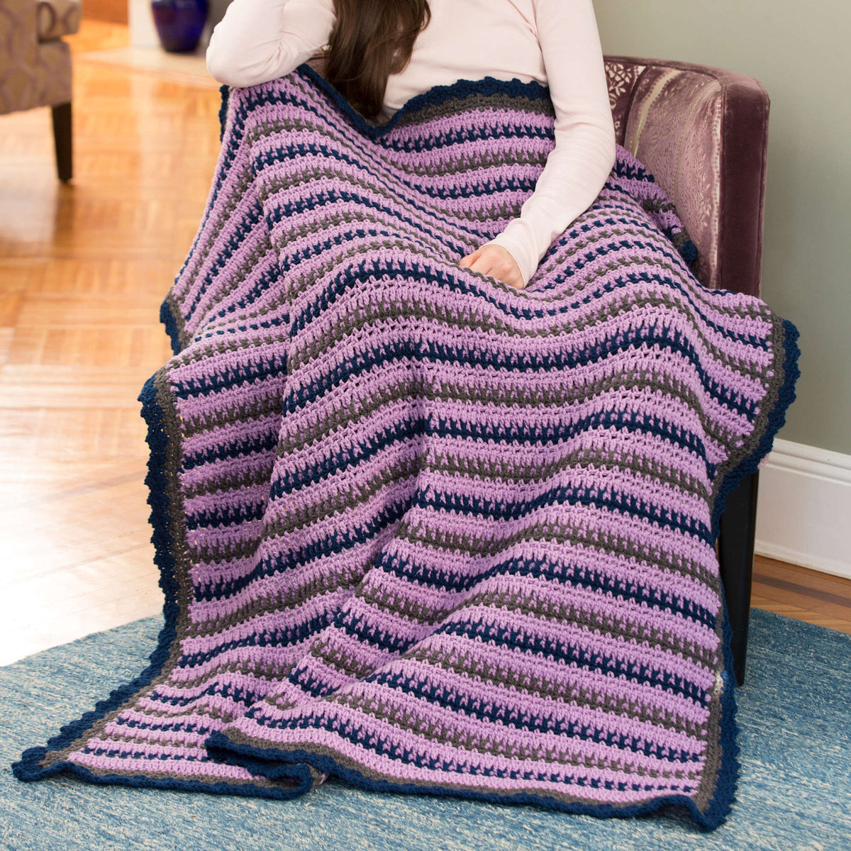 Crochet Throw made in Red Heart Comfort Yarn