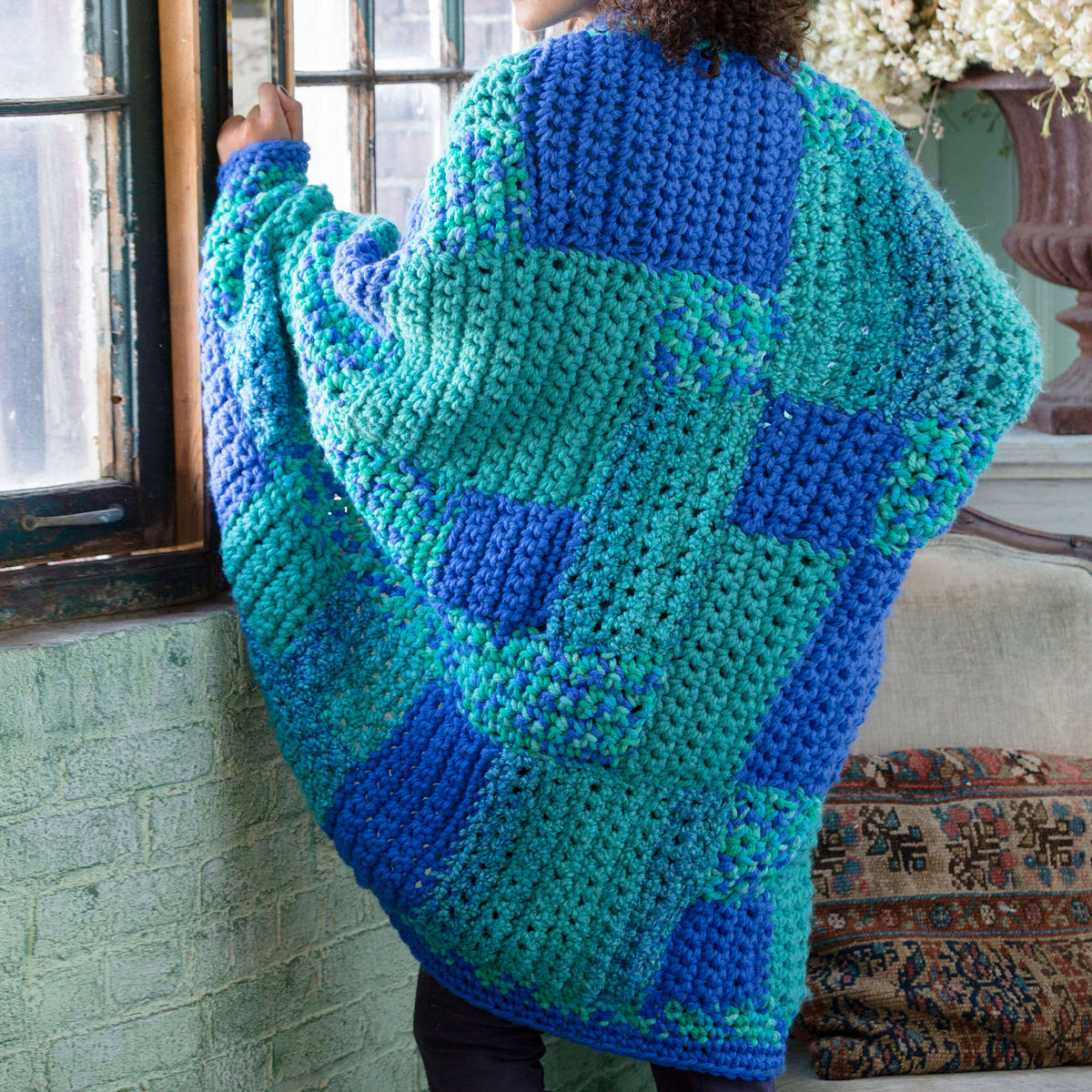 Crochet Throw made in Red Heart Mixology Prints Yarn