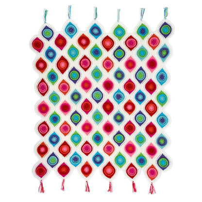 Red Crochet Heart Retro Ornament Throw Single Size