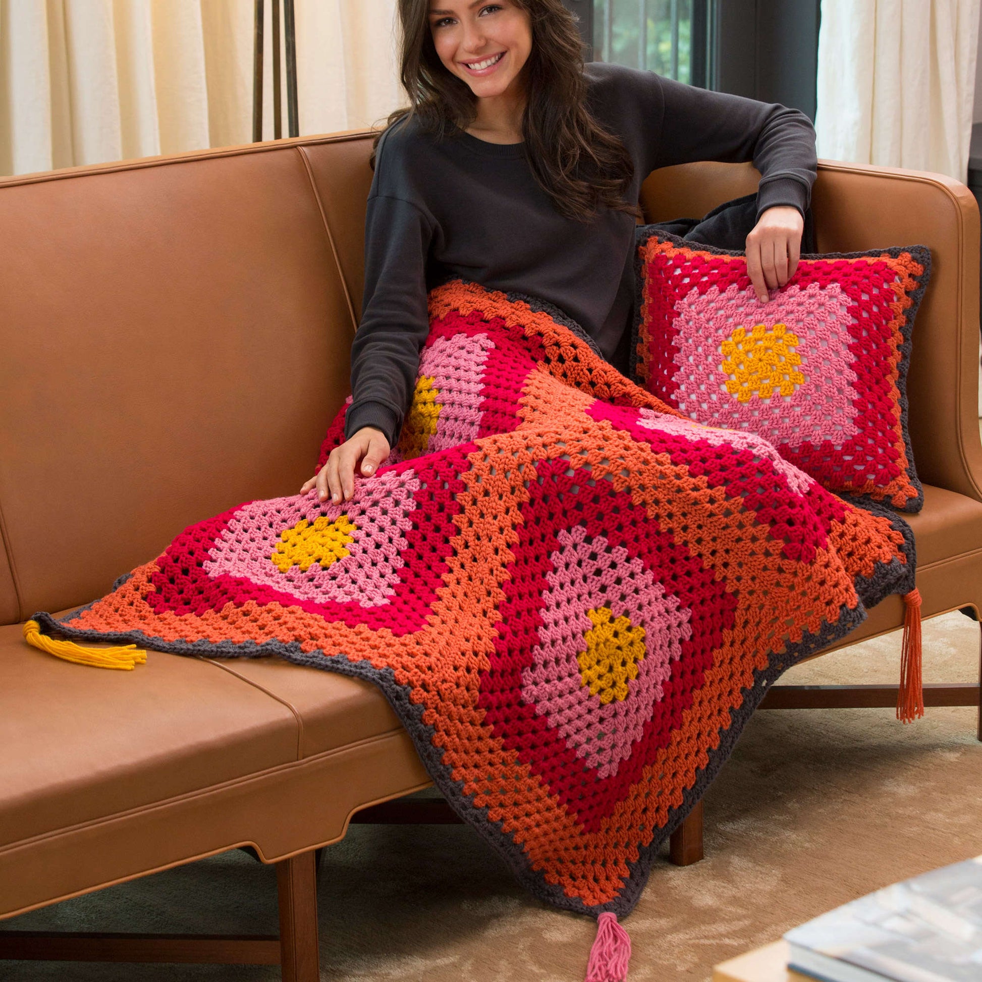 Free Red Heart Times Square Pillow And Throw Crochet Pattern