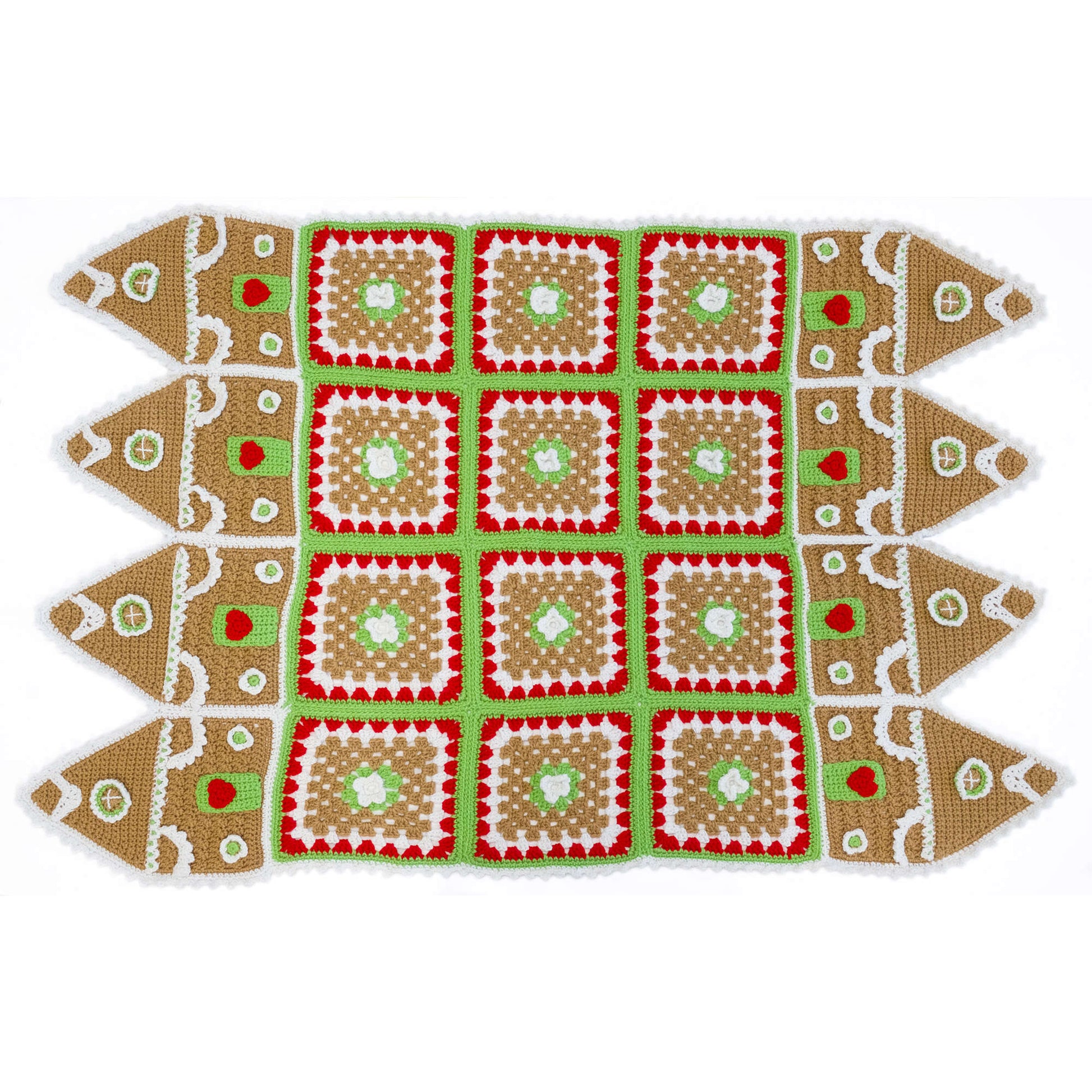Free Red Heart Crochet Gingerbread House Throw Pattern