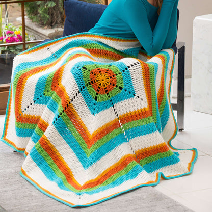 Red Heart Crochet Bright & Breezy Throw Crochet Throw made in Red Heart Super Saver Yarn