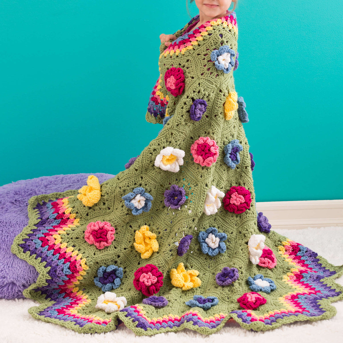 Crochet Throw made in Red Heart With Love Yarn