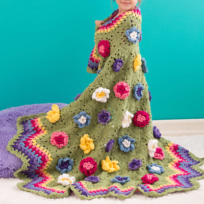 Red Heart Crochet Flower Garden Throw Crochet Throw made in Red Heart With Love Yarn