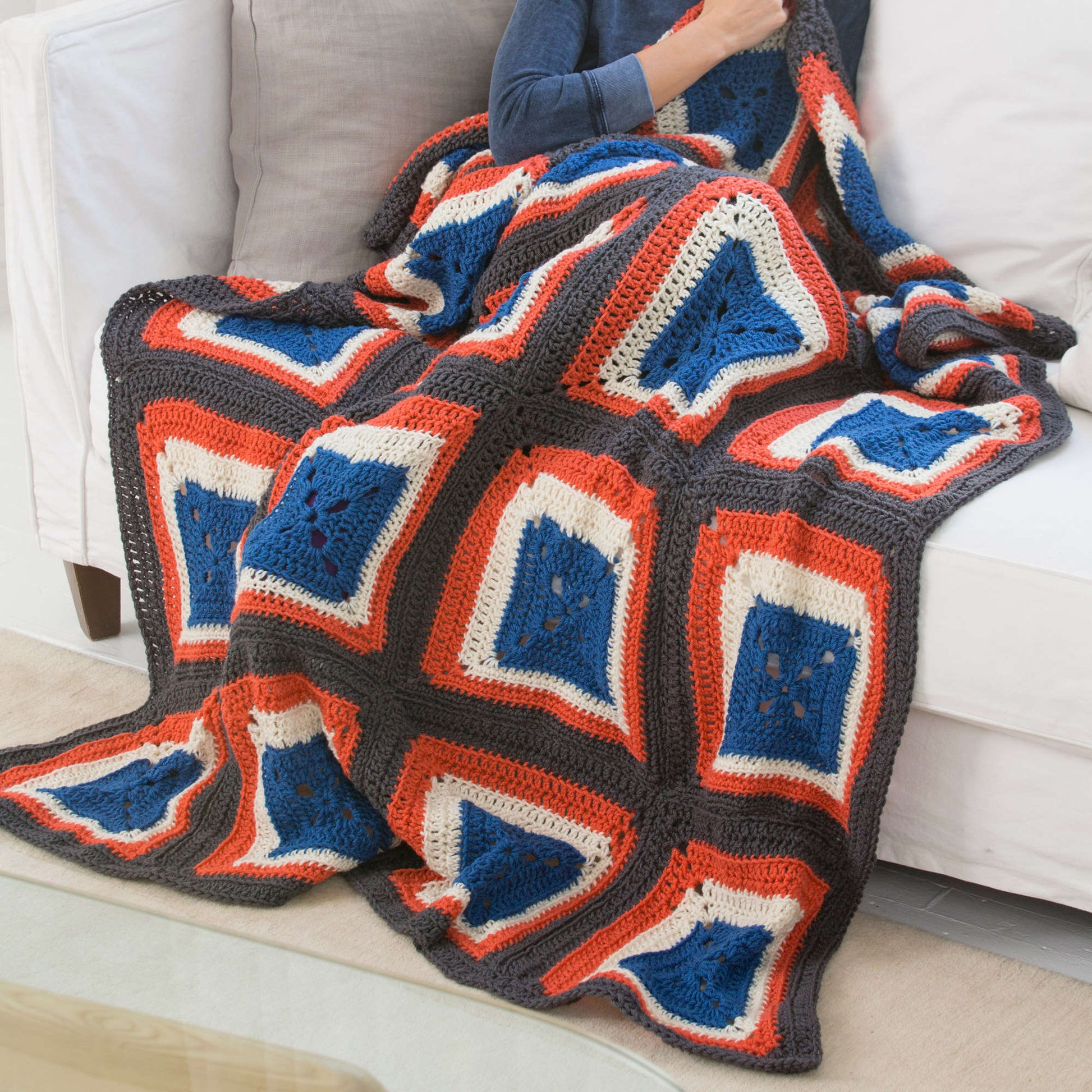 Free Red Heart Squared On The Side Throw Pattern
