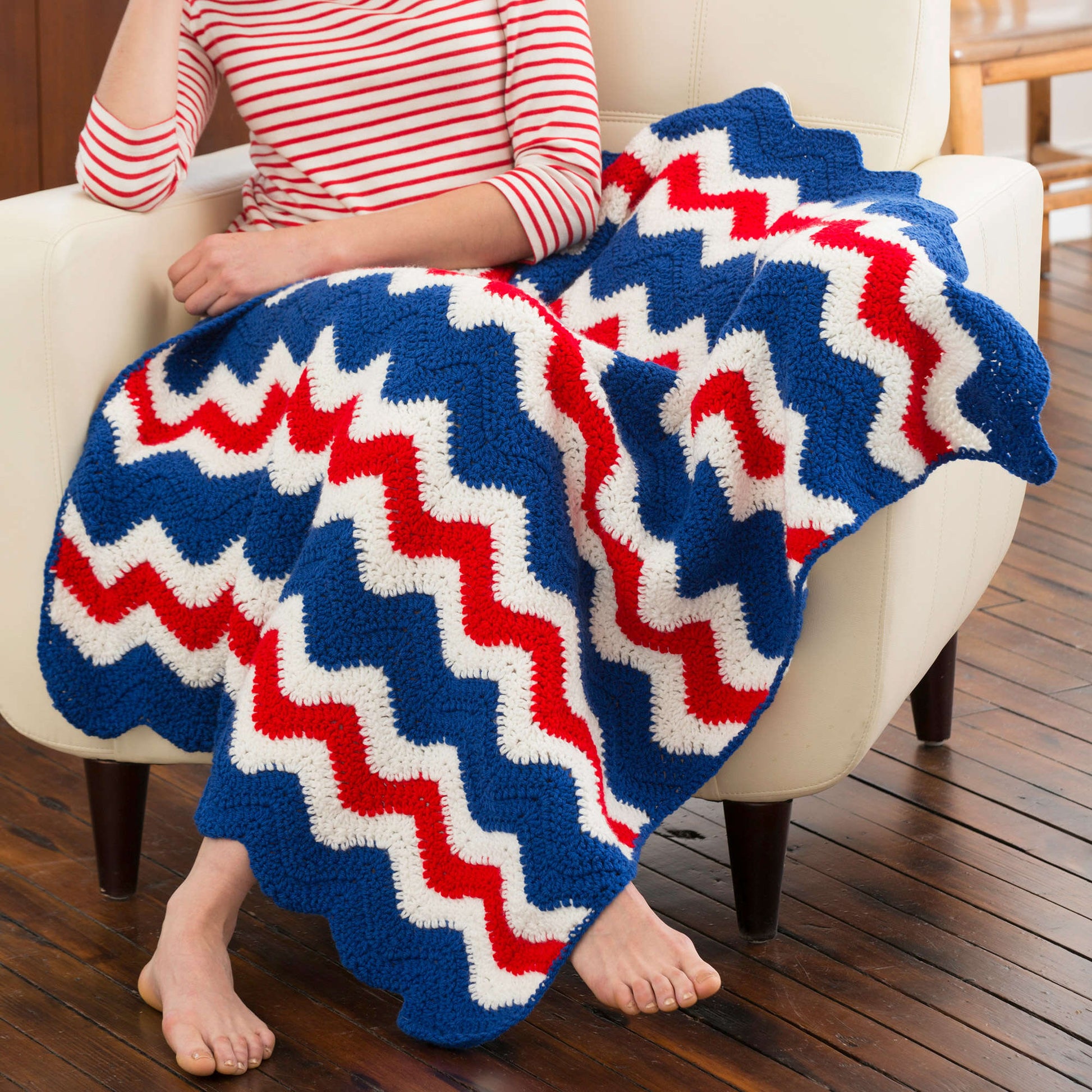 Free Red Heart Crochet America's Ripple Throw Pattern