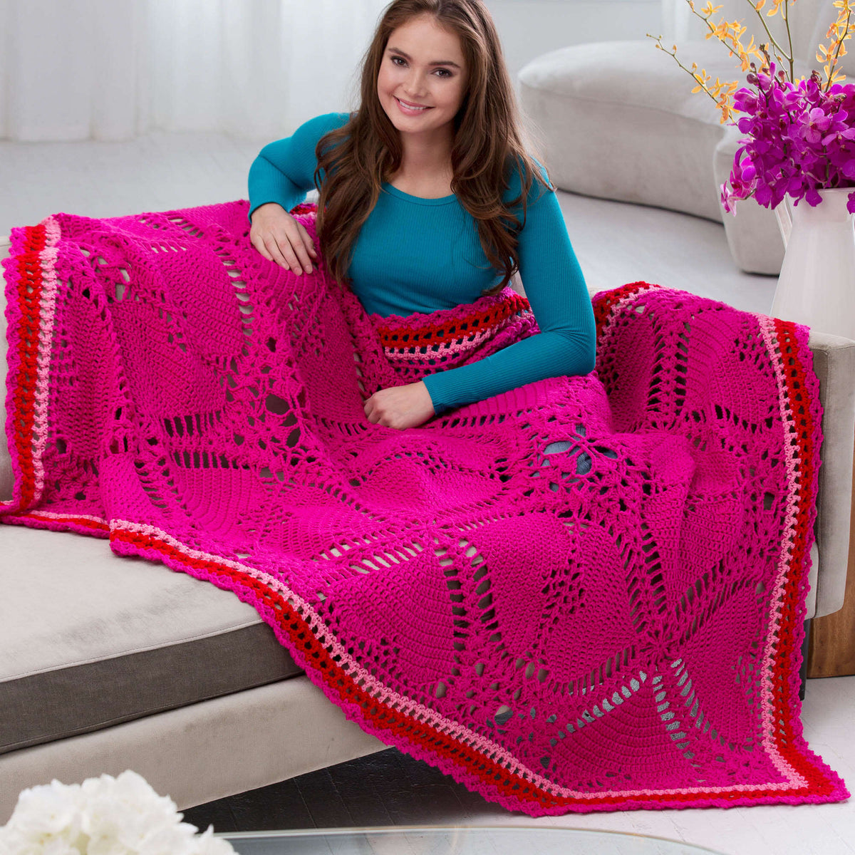 Crochet Throw made in Red Heart Super Saver Yarn