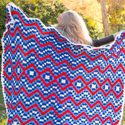 Red Heart Crochet Patriotic Pride Throw Crochet Throw made in Red Heart Super Saver Yarn