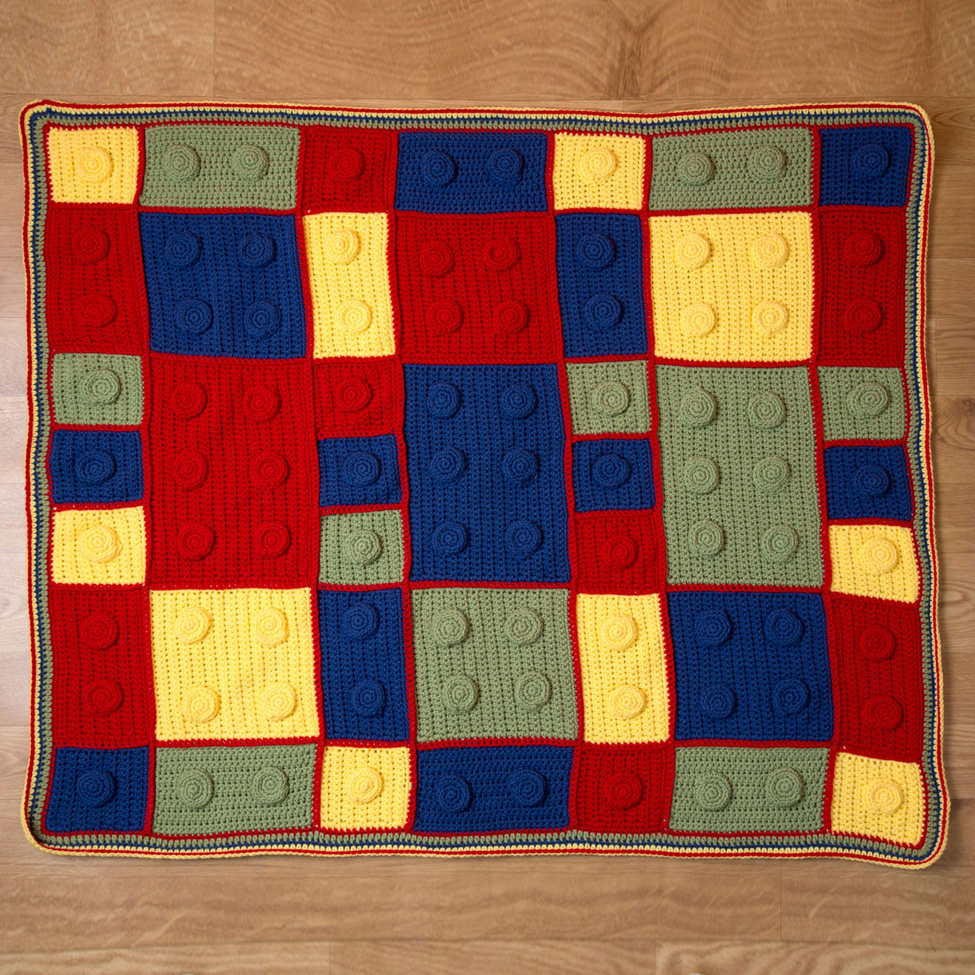 Free Red Heart Crochet Building Blocks Throw Pattern