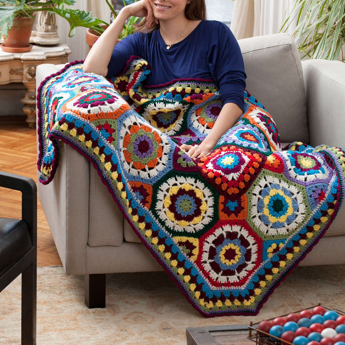 Crochet Throw made in Red Heart With Love Yarn