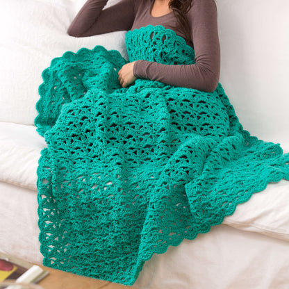 Red Heart Crochet Aqueous Throw Crochet Throw made in Red Heart With Love Yarn