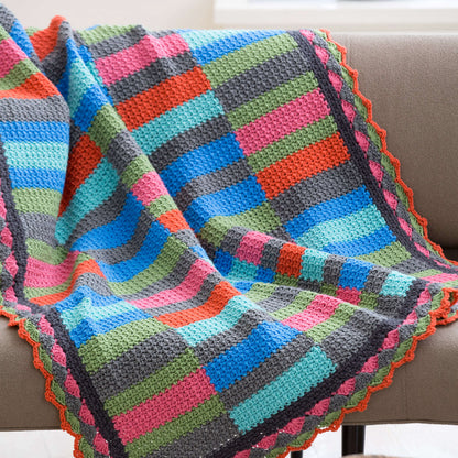 Red Heart Crochet Bars & Strips Throw Crochet Throw made in Red Heart Super Saver Yarn