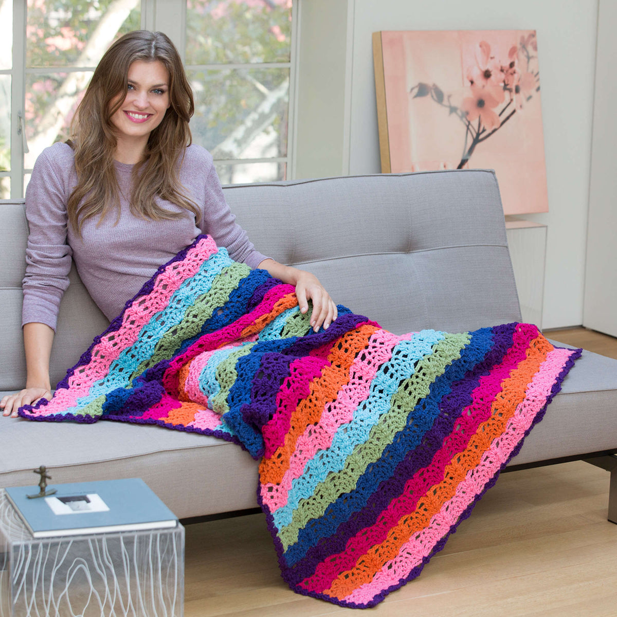 Crochet Throw made in Red Heart With Love Yarn