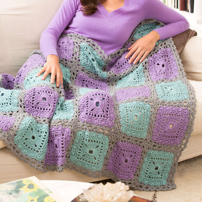 Red Heart Crochet Lacy Squares Throw Crochet Throw made in Red Heart Soft Yarn