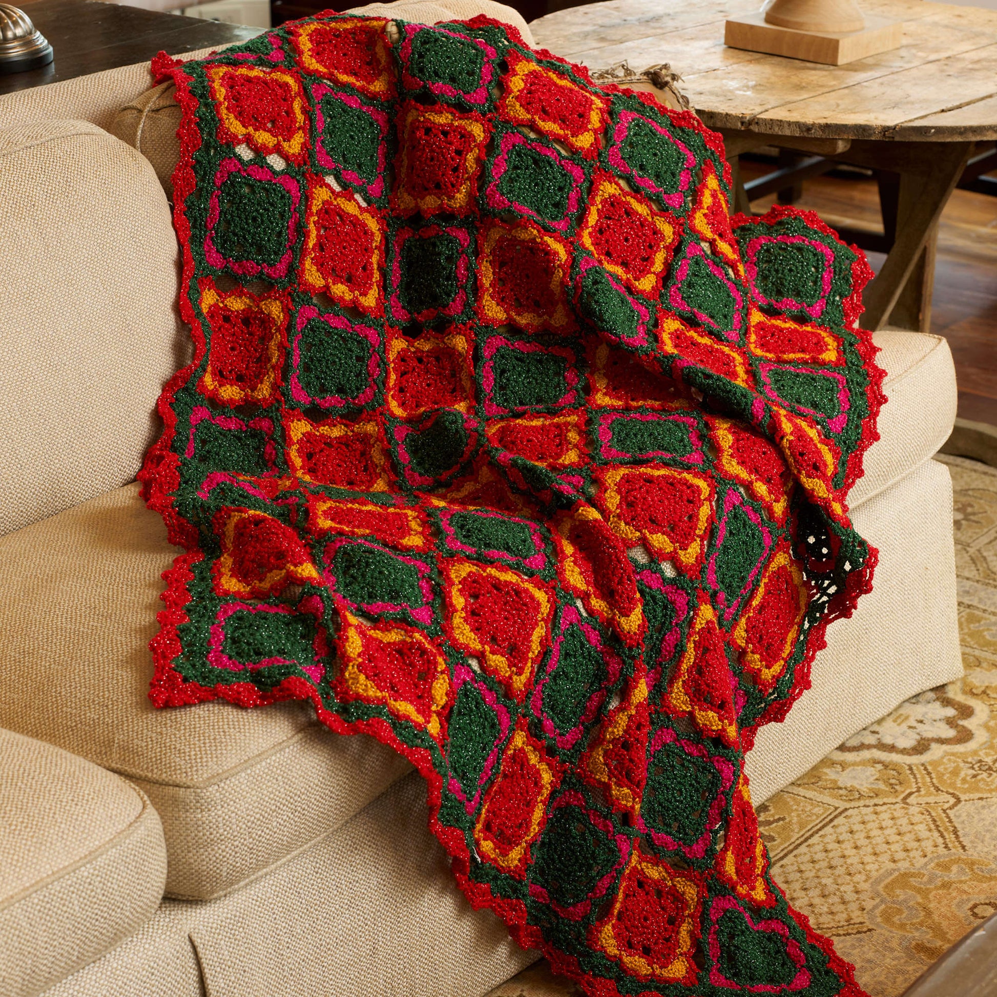 Free Red Heart Fun For The Holidays Throw Crochet Pattern