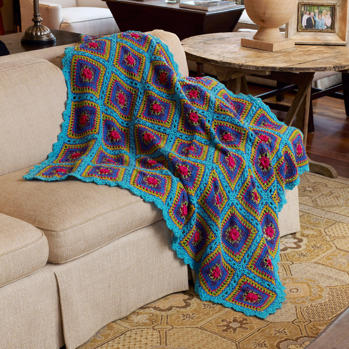 Crochet Throw made in Red Heart Celebration Yarn