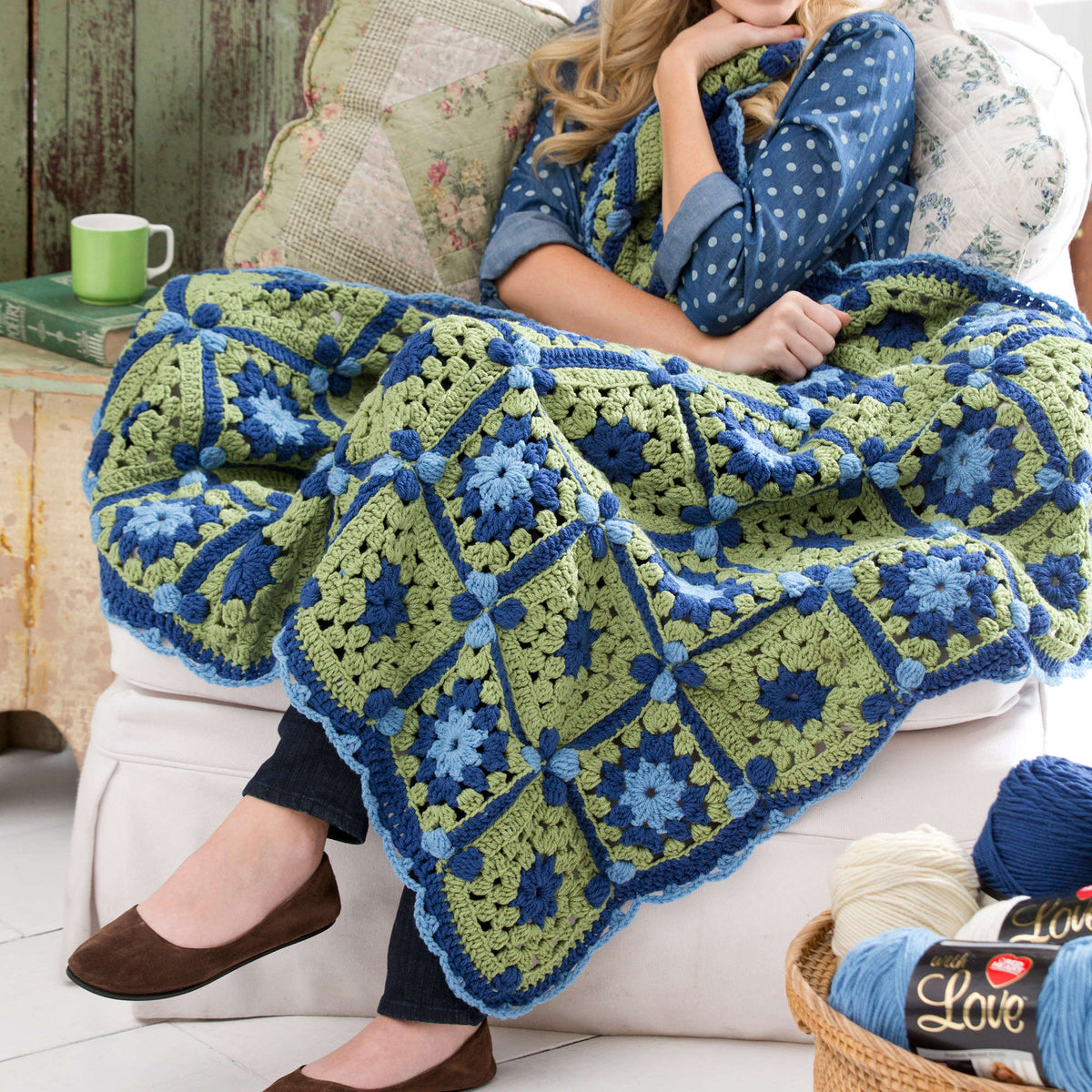 Crochet Throw made in Red Heart With Love Yarn