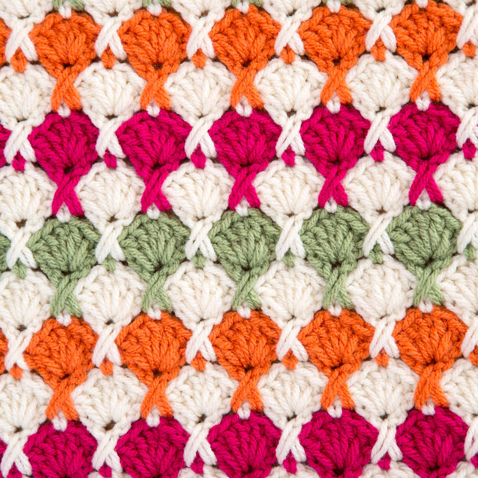 Croquette Pattern Free Easy Red Heart Juicy Fruits & Whipped Crème Throw Crochet Pattern ...