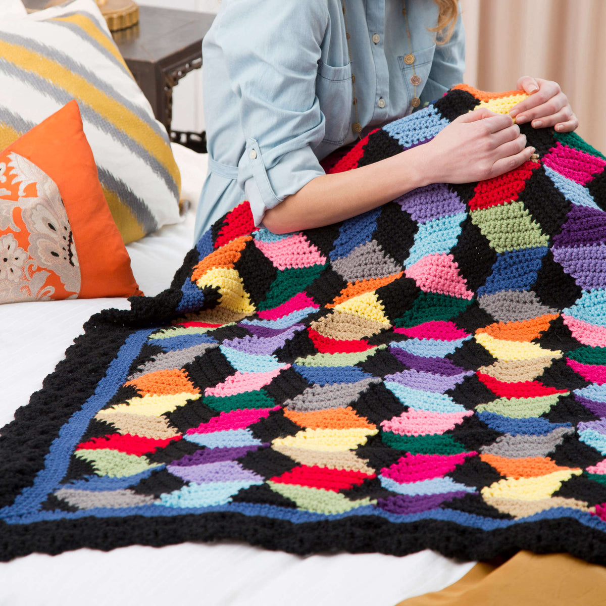 Crochet Throw made in Red Heart With Love Yarn