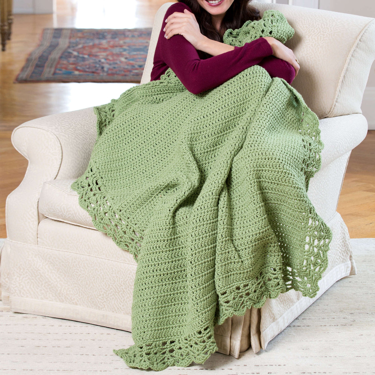 Crochet Throw made in Red Heart With Love Yarn