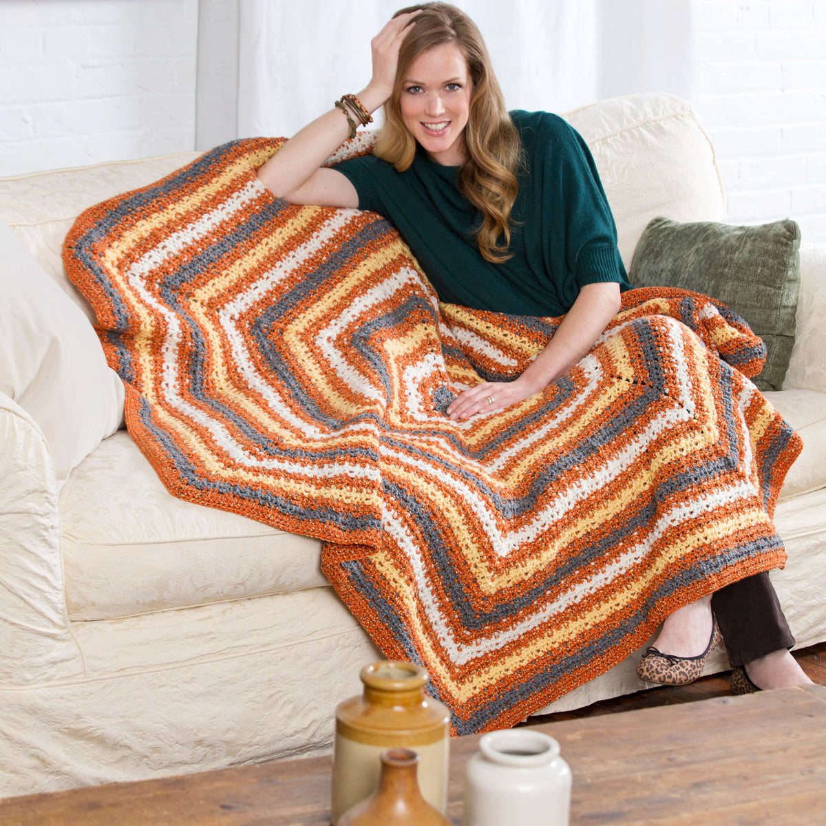 Crochet Blanket made in Red Heart Fiesta yarn