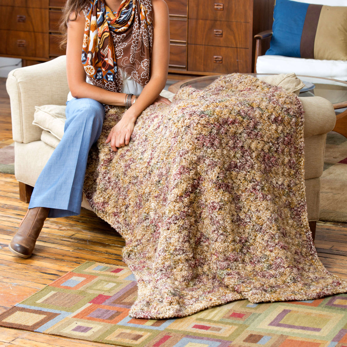 Crochet Throw made in Red Heart Light & Lofty Yarn