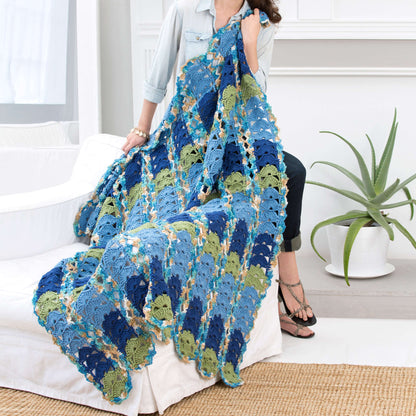 Red Heart Crochet By the Sea Throw Crochet Throw made in Red Heart With Love Yarn